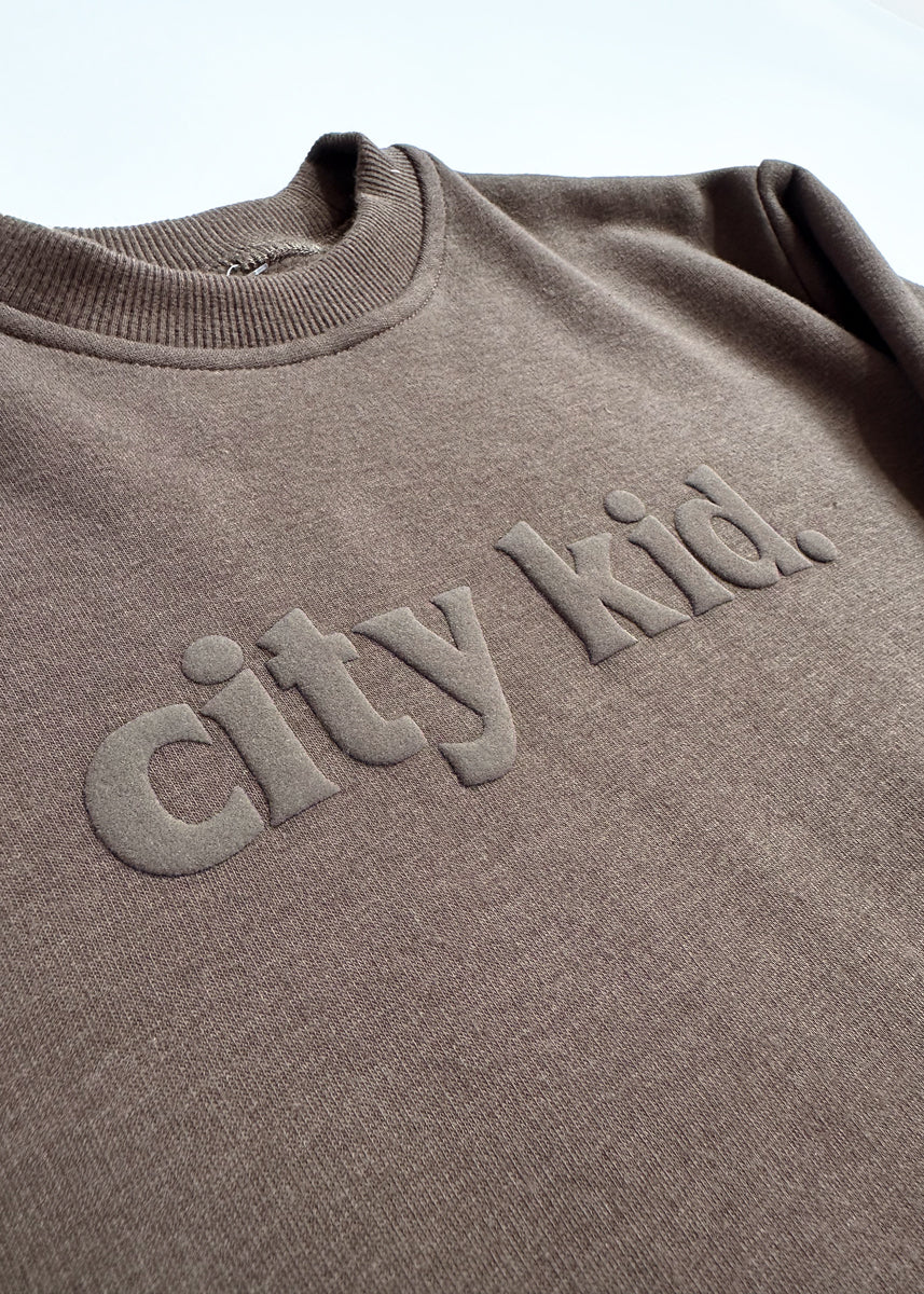 City Kid Monochrome Puff Sweatshirt - Espresso - Image 7