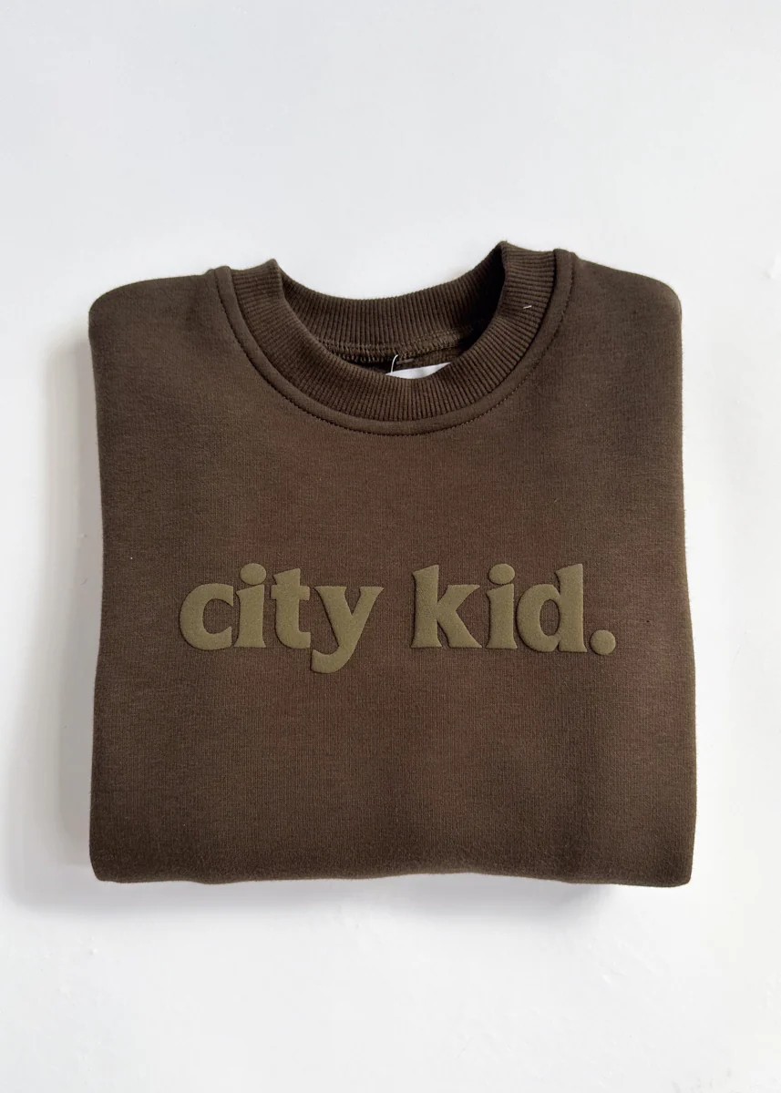 City Kid Monochrome Puff Sweatshirt - Espresso - Image 8