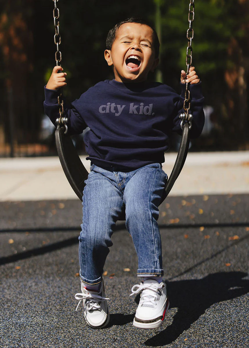 City Kid Monochrome Puff Sweatshirt - Navy - Image 4