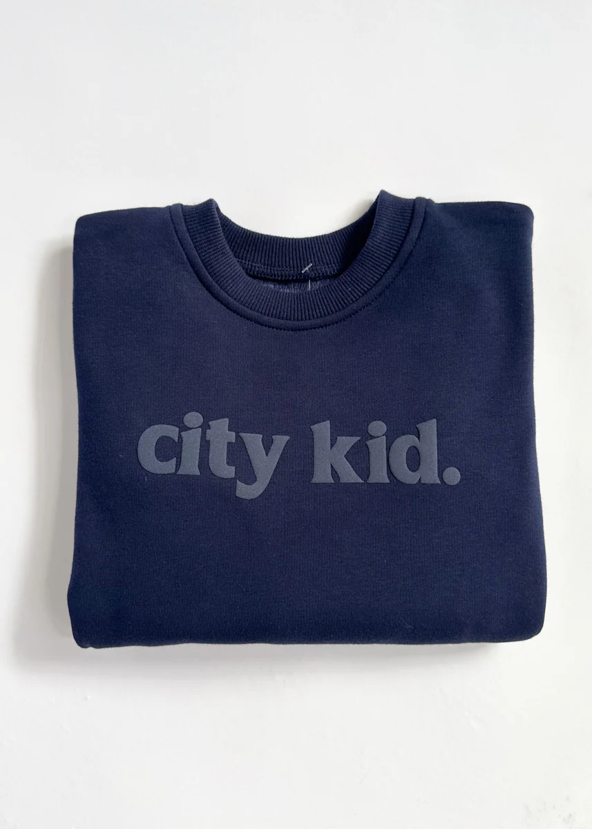 City Kid Monochrome Puff Sweatshirt - Navy - Image 6