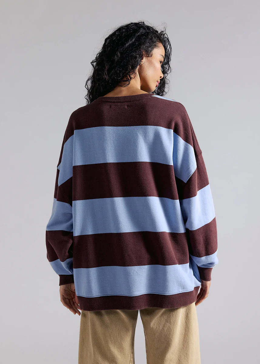 Classic Stripe Crew Wide Knit - Periwinkle Combo - Image 3