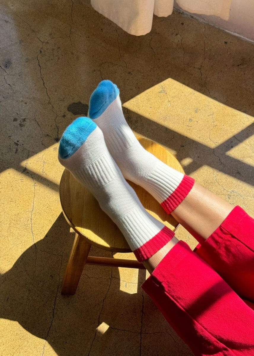 Color Block Girlfriend Socks - Blue Red - Image 2