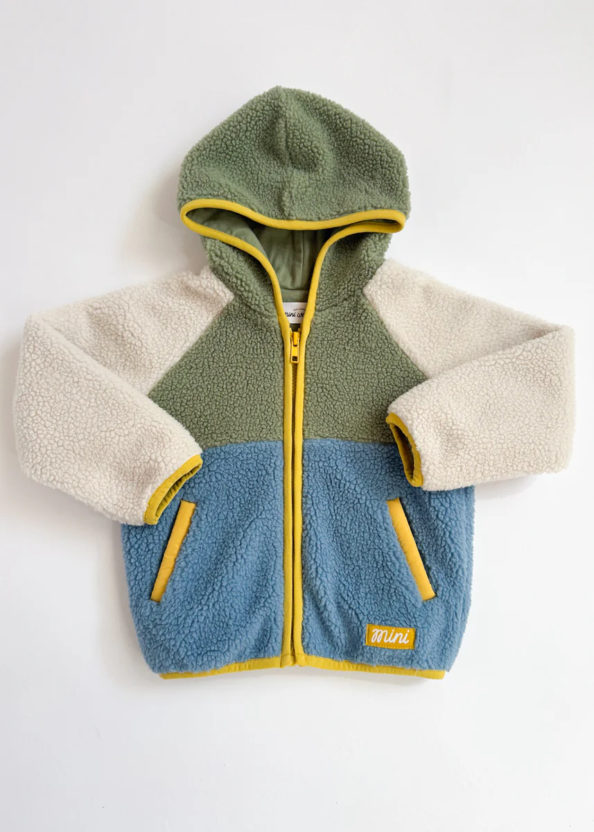 Colorblock Fleece Jacket - Blue & Green - Image 5