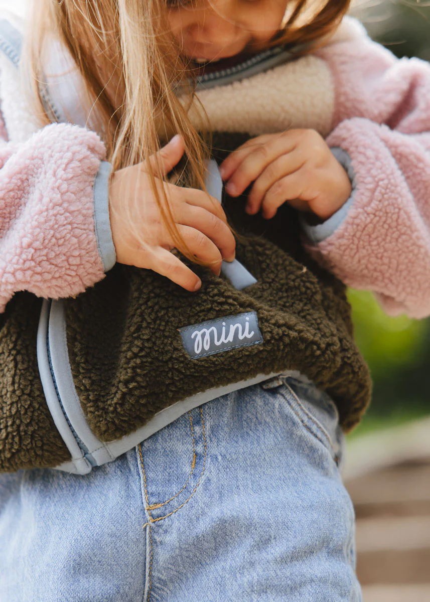 Colorblock Fleece Jacket - Pink & Green - Image 4