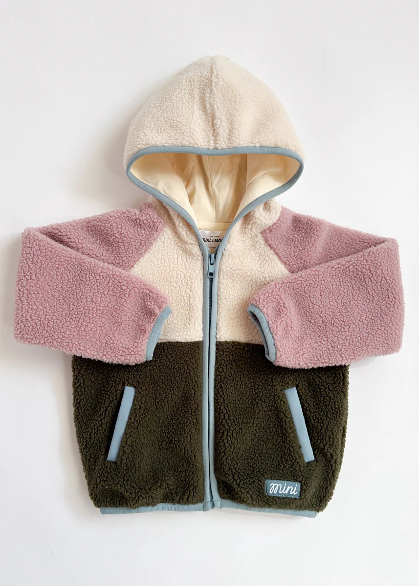 Colorblock Fleece Jacket - Pink & Green - Image 5