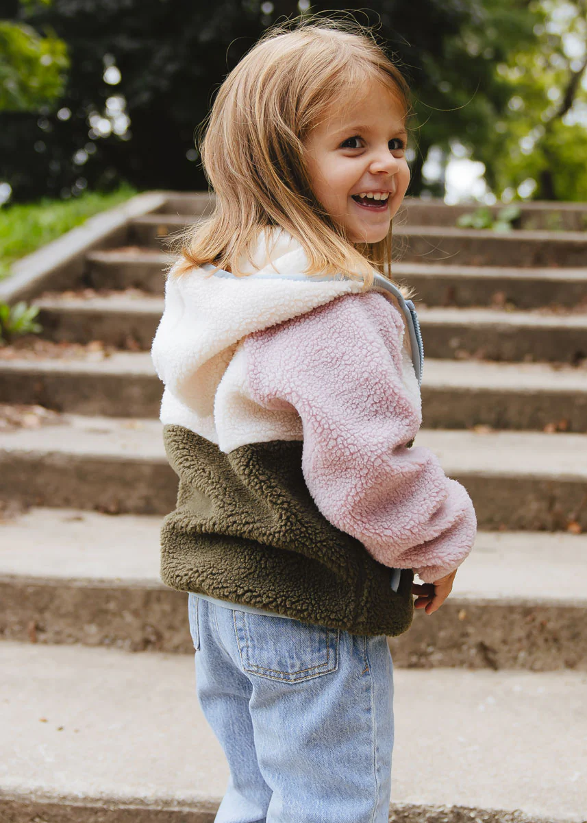 Colorblock Fleece Jacket - Pink & Green - Image 7
