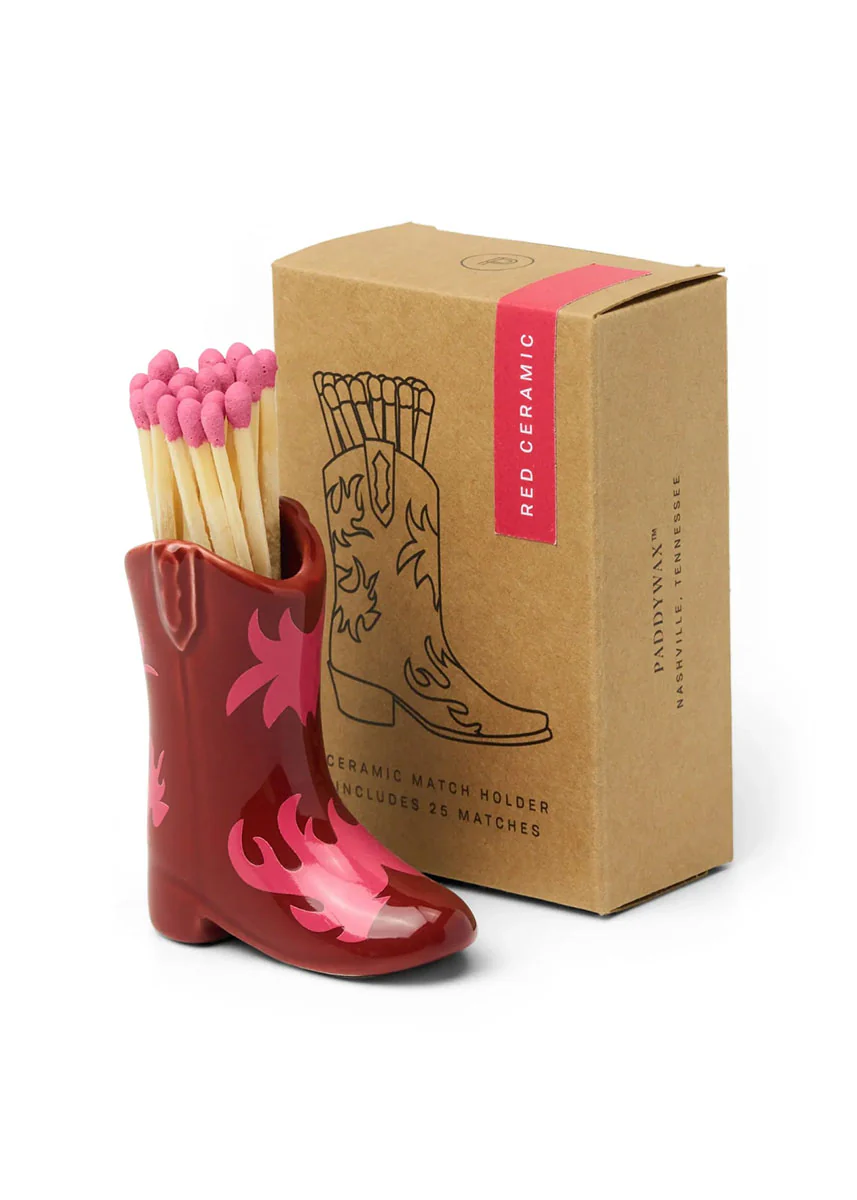 Cowboy Boot Match Holder - Red & Pink Flame - Image 3