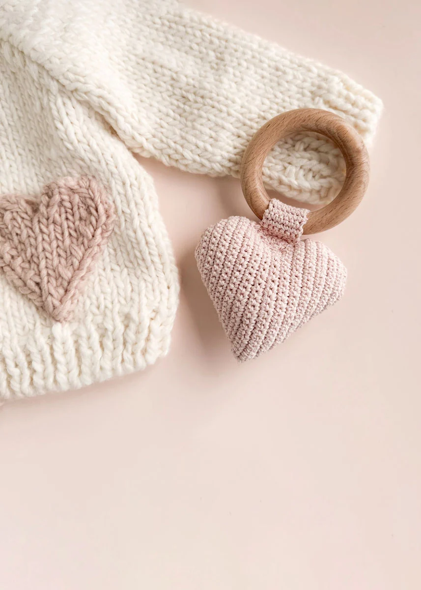 Crochet Heart Rattle Teether - Image 2