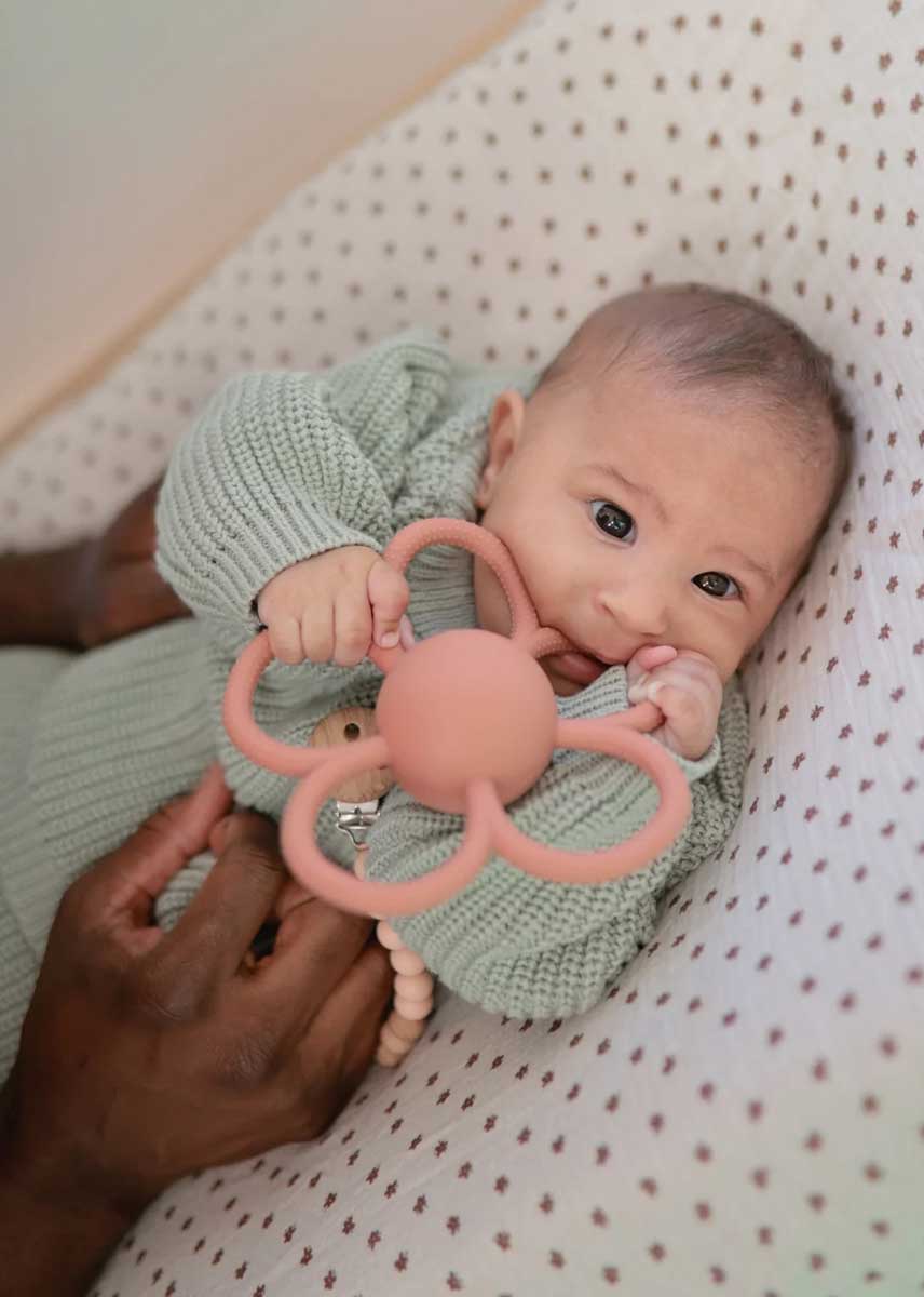 Daisy Rattle Teether - Dusty Rose - Image 2