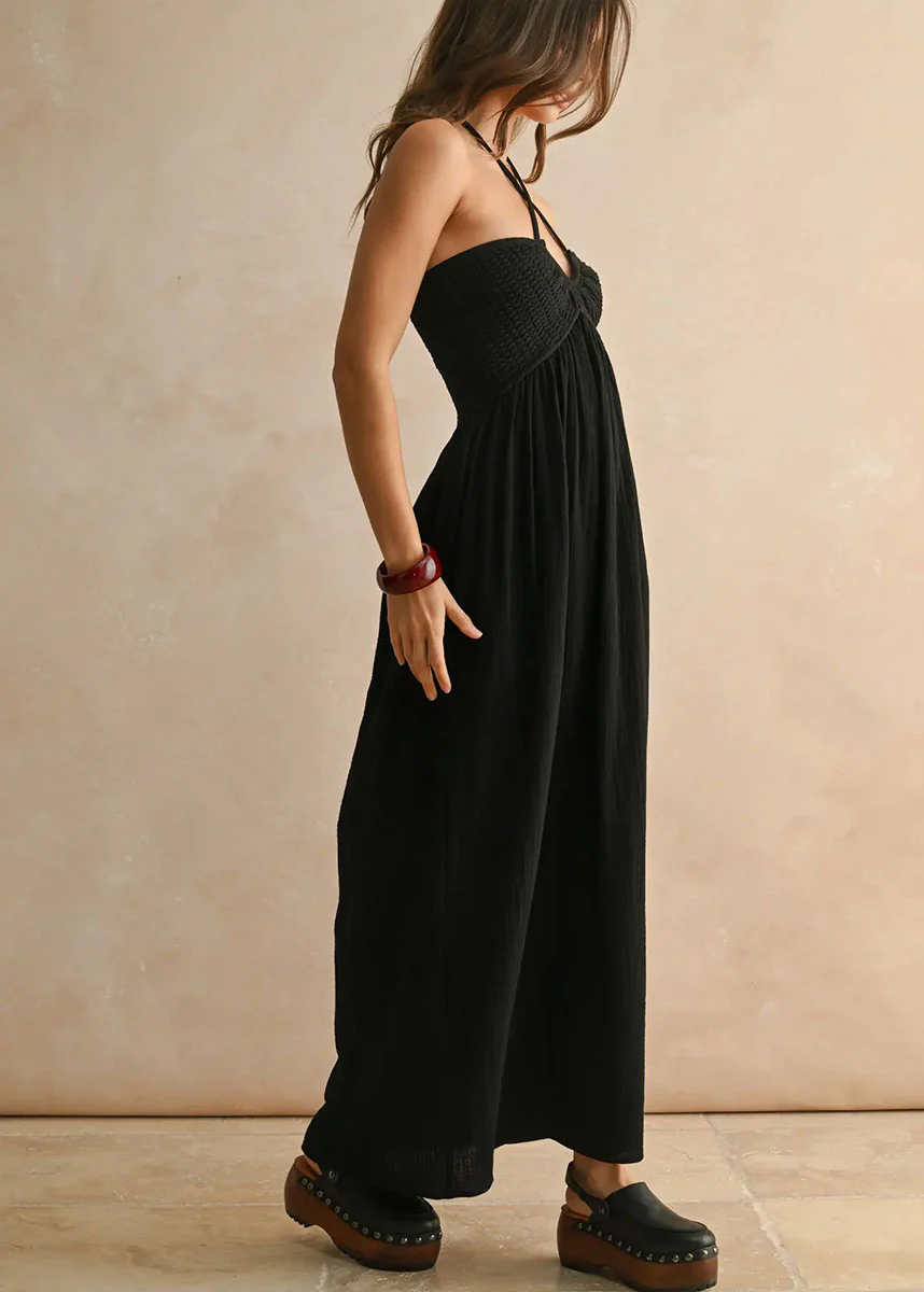 Darla Crochet Contrast Maxi Dress - Black - Image 2