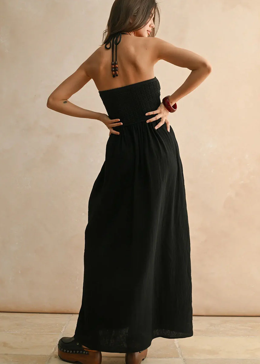 Darla Crochet Contrast Maxi Dress - Black - Image 3