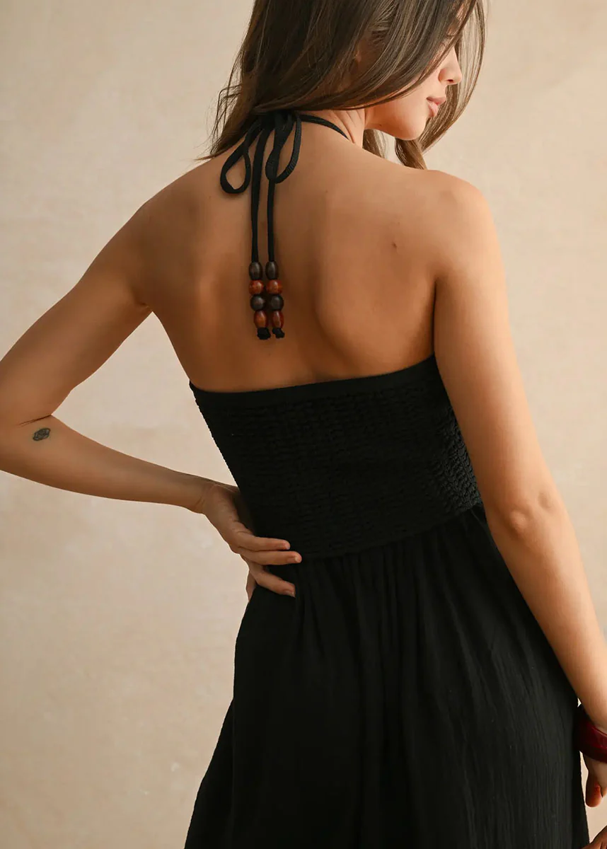 Darla Crochet Contrast Maxi Dress - Black - Image 4
