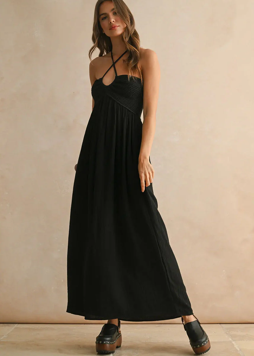 Darla Crochet Contrast Maxi Dress - Black - Image 5