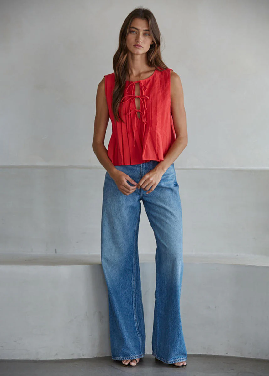 Davina Tie Top - Red - Image 4