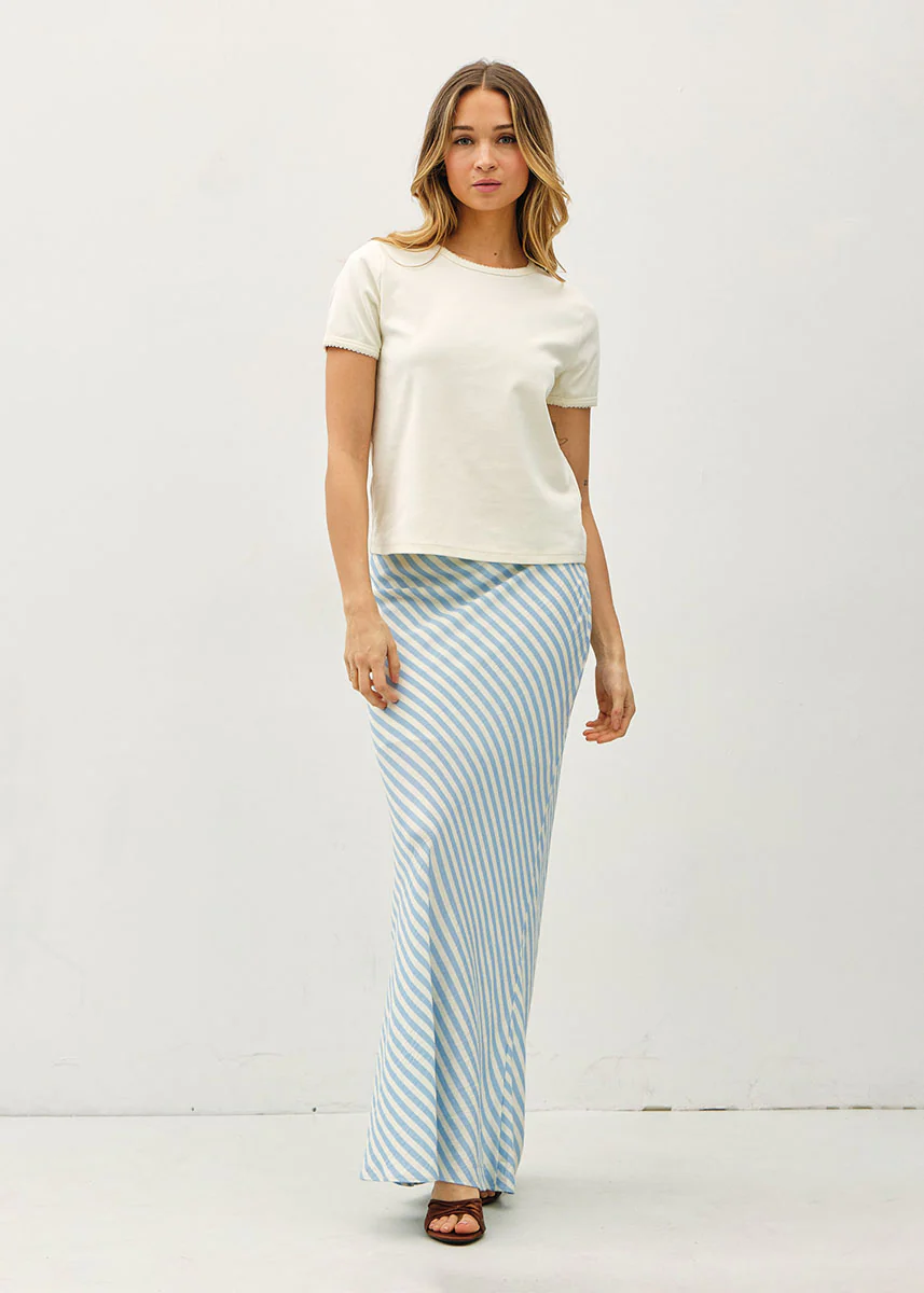 Delia Stripe Maxi Skirt - Light Blue - Image 3