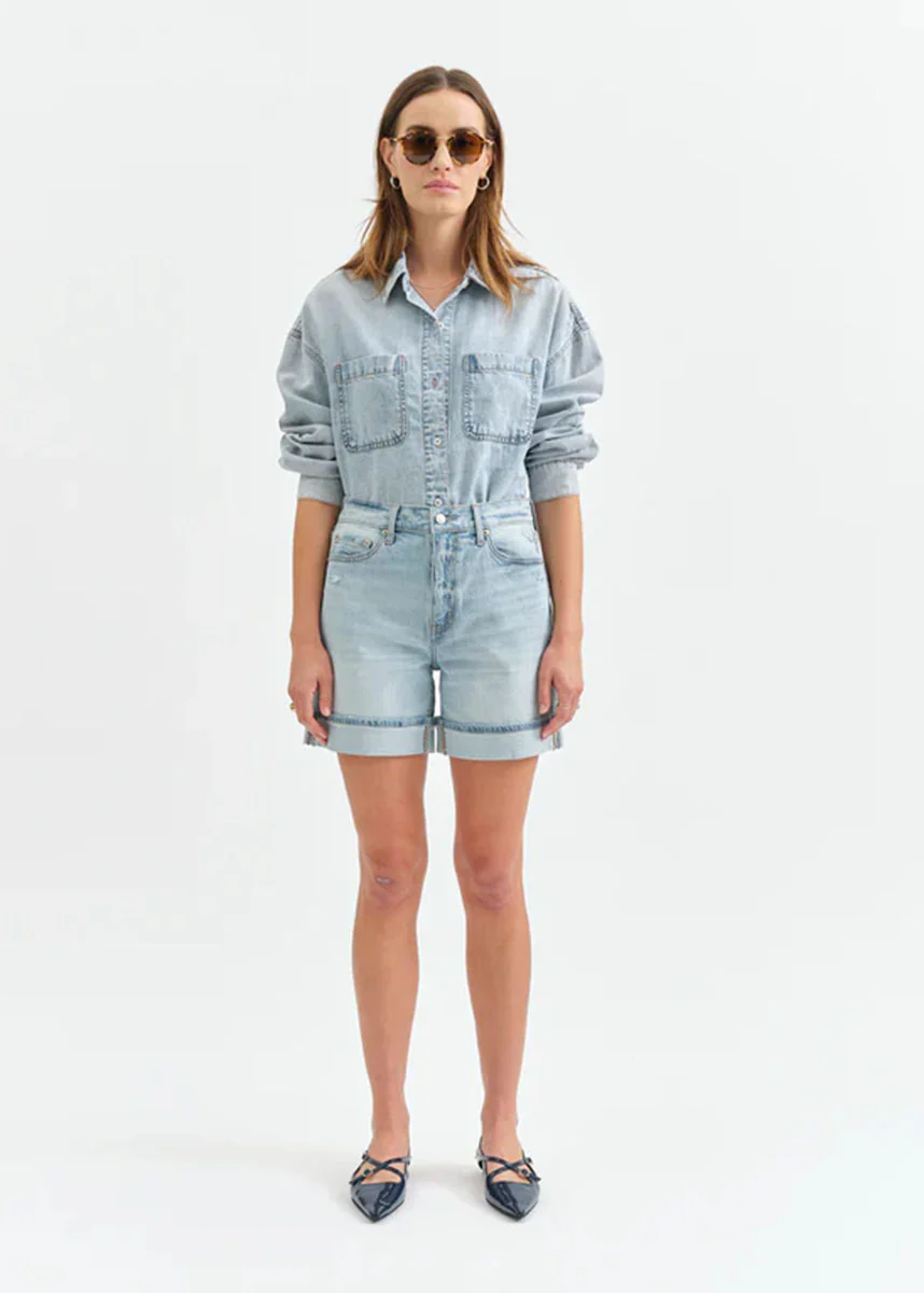 Easy Rider Mid-Rise Denim Shorts - Dew Drop - Image 4
