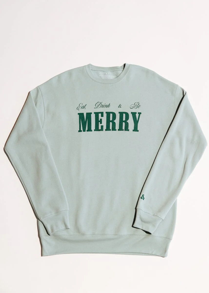 Eat, Drink & Be Merry Crewneck Sweatshirt - Dusty Blue - Image 7