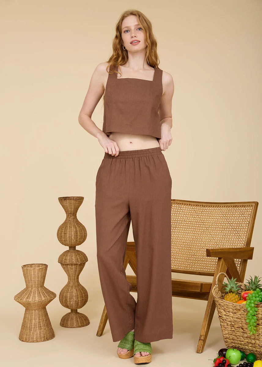 Esme Woven Top - Brown - Image 4