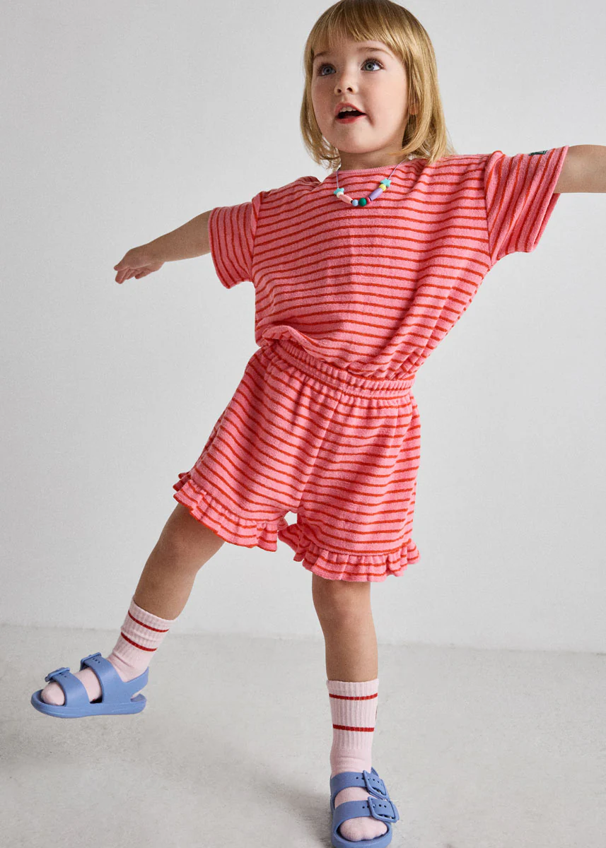 French Terry Striped Oversized Set - Pink & Red - Image 4