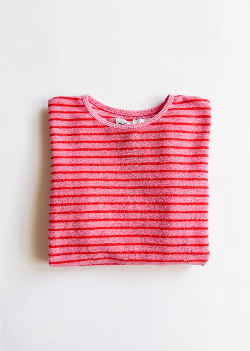French Terry Striped Oversized Set - Pink & Red - Image 7