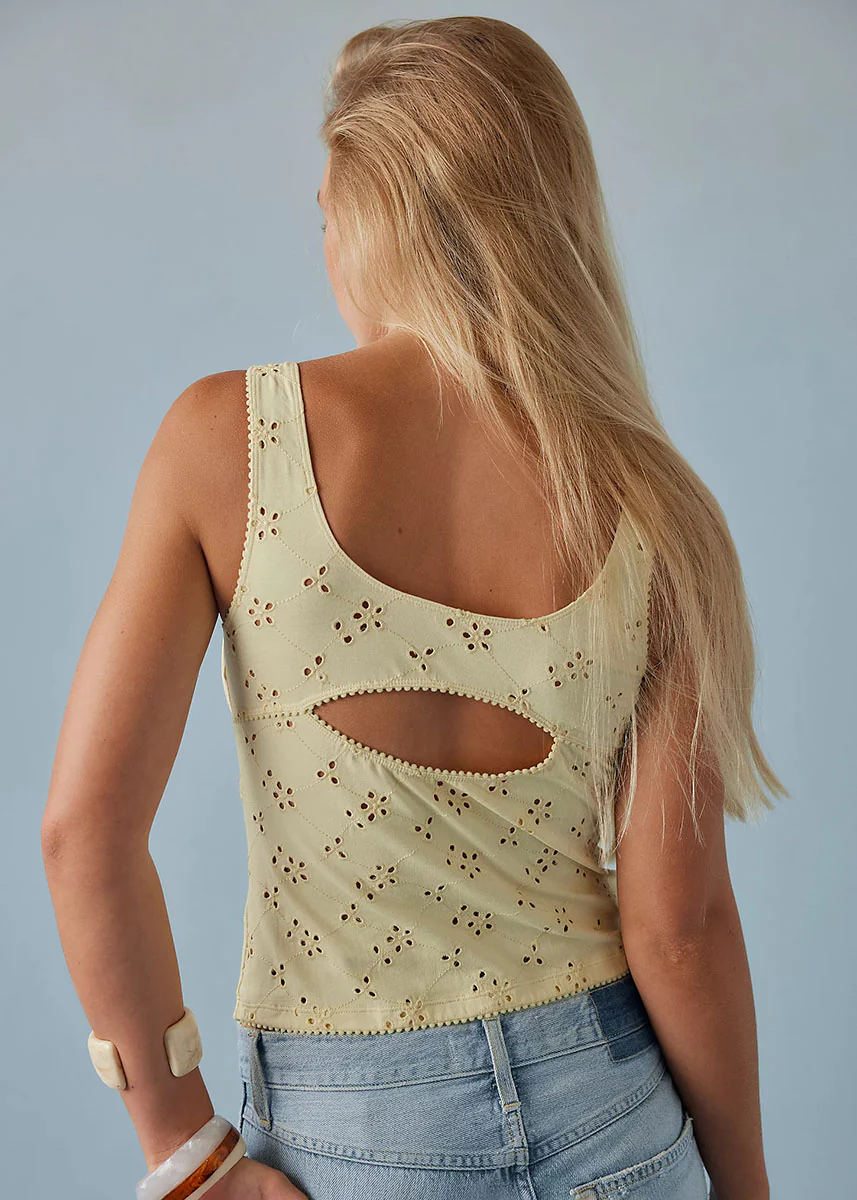 Full Bloom Eyelet Cami - Banana Cream - Image 3