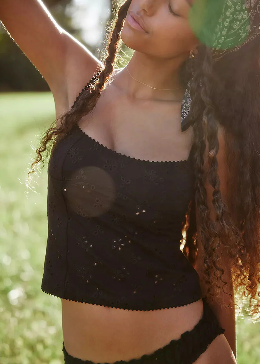 Full Bloom Eyelet Cami - Black - Image 5