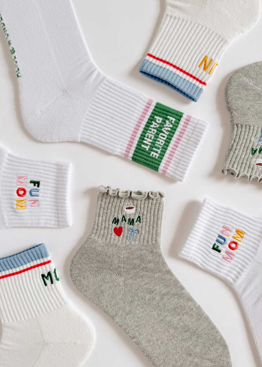 Fun Mom Striped Cuff Mini Crew Sock - Image 5
