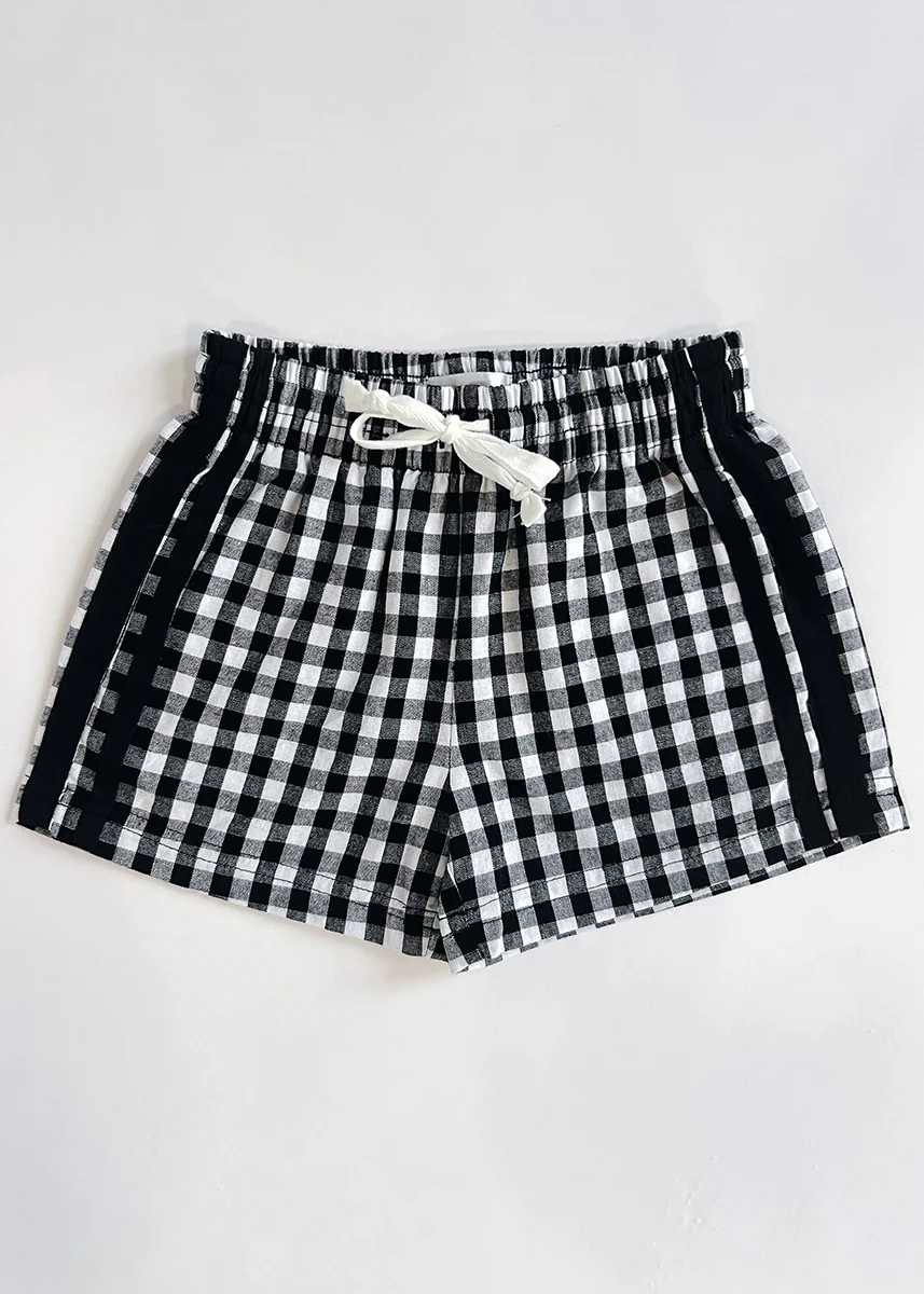 Gingham Drawstring Short - Black & White - Image 2