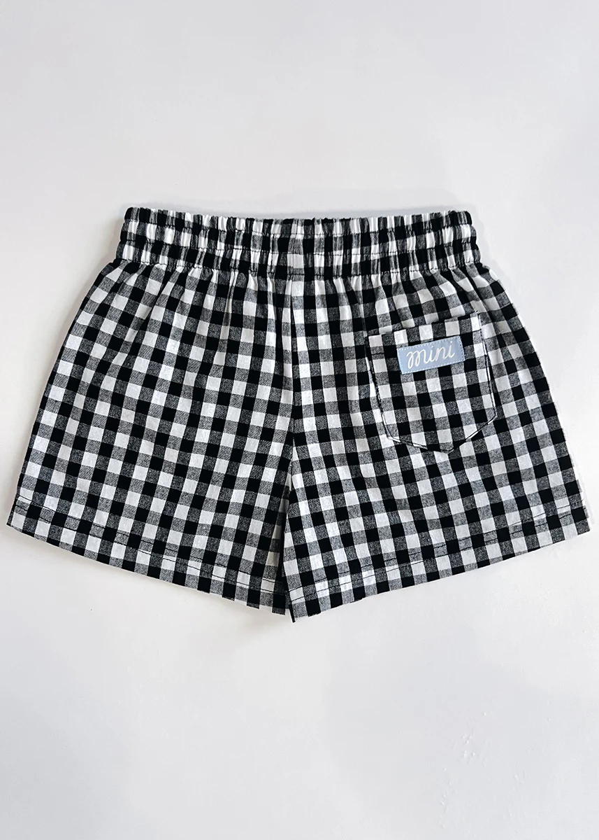 Gingham Drawstring Short - Black & White - Image 3