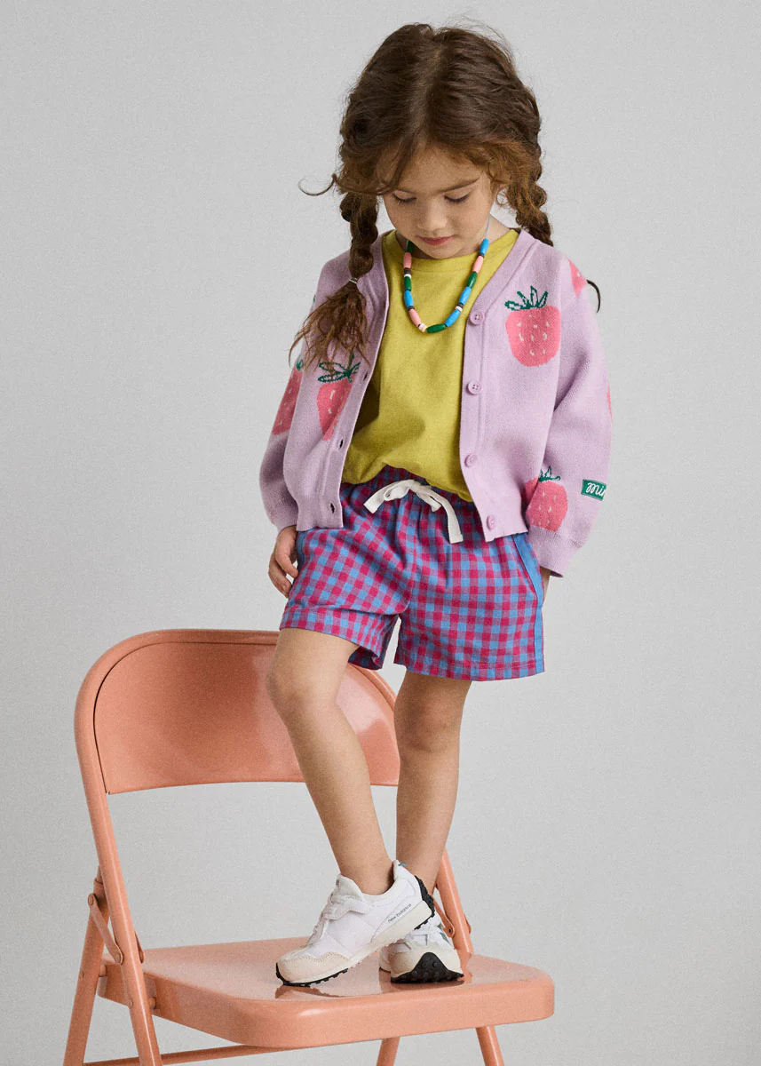 Gingham Drawstring Short - Pink & Teal - Image 6
