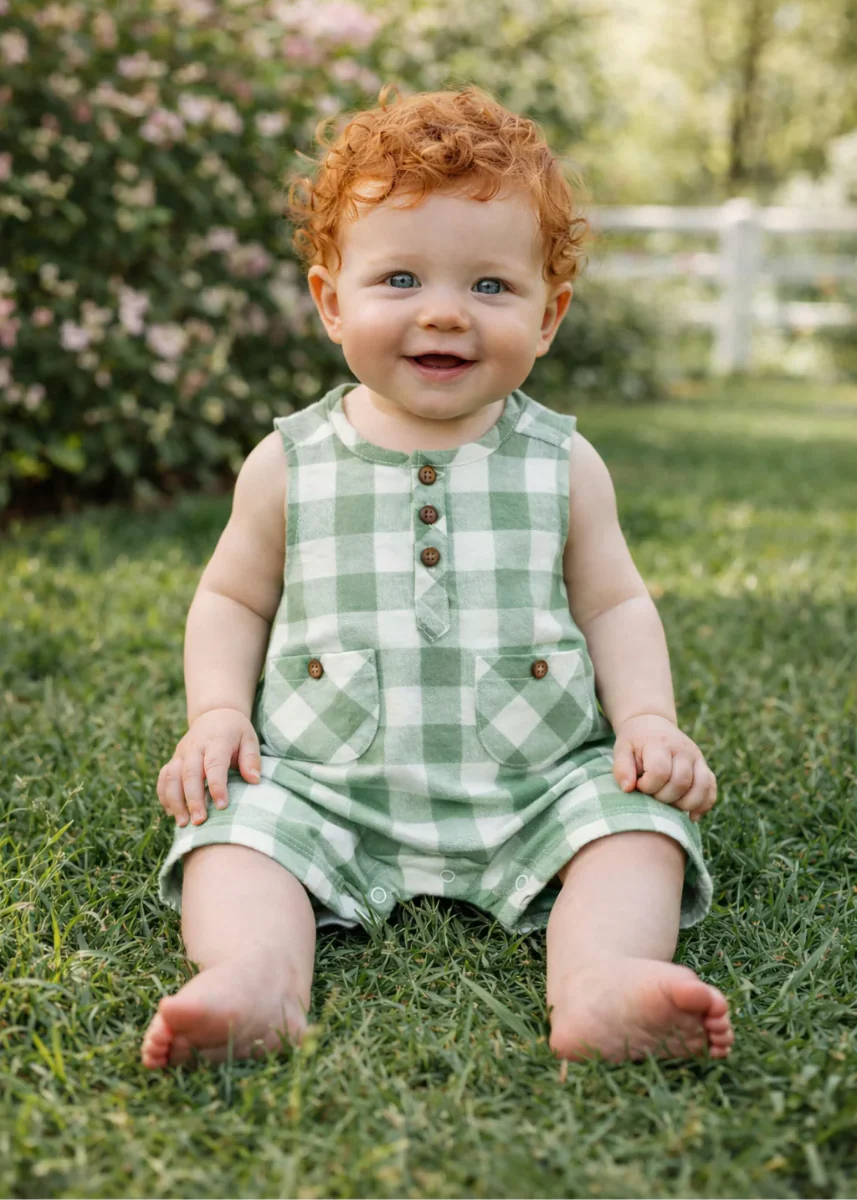 Green Check Romper - Image 2
