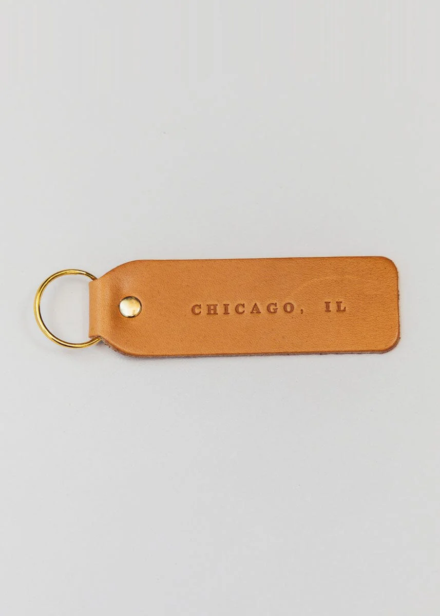 Hand Stamped Leather Keychain - Chicago, IL - Image 3