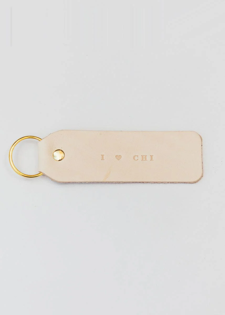 Hand Stamped Leather Keychain - I Heart CHI - Image 3