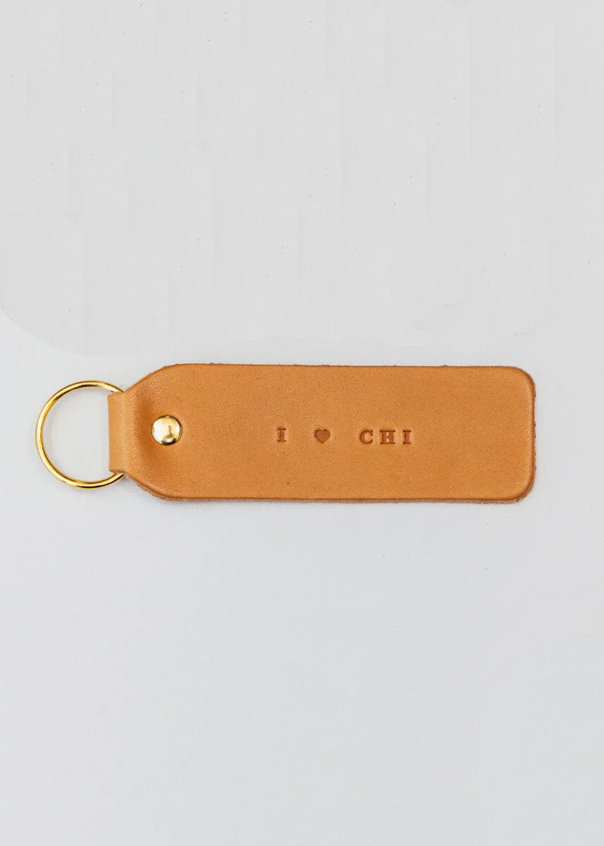 Hand Stamped Leather Keychain - I Heart CHI - Image 4