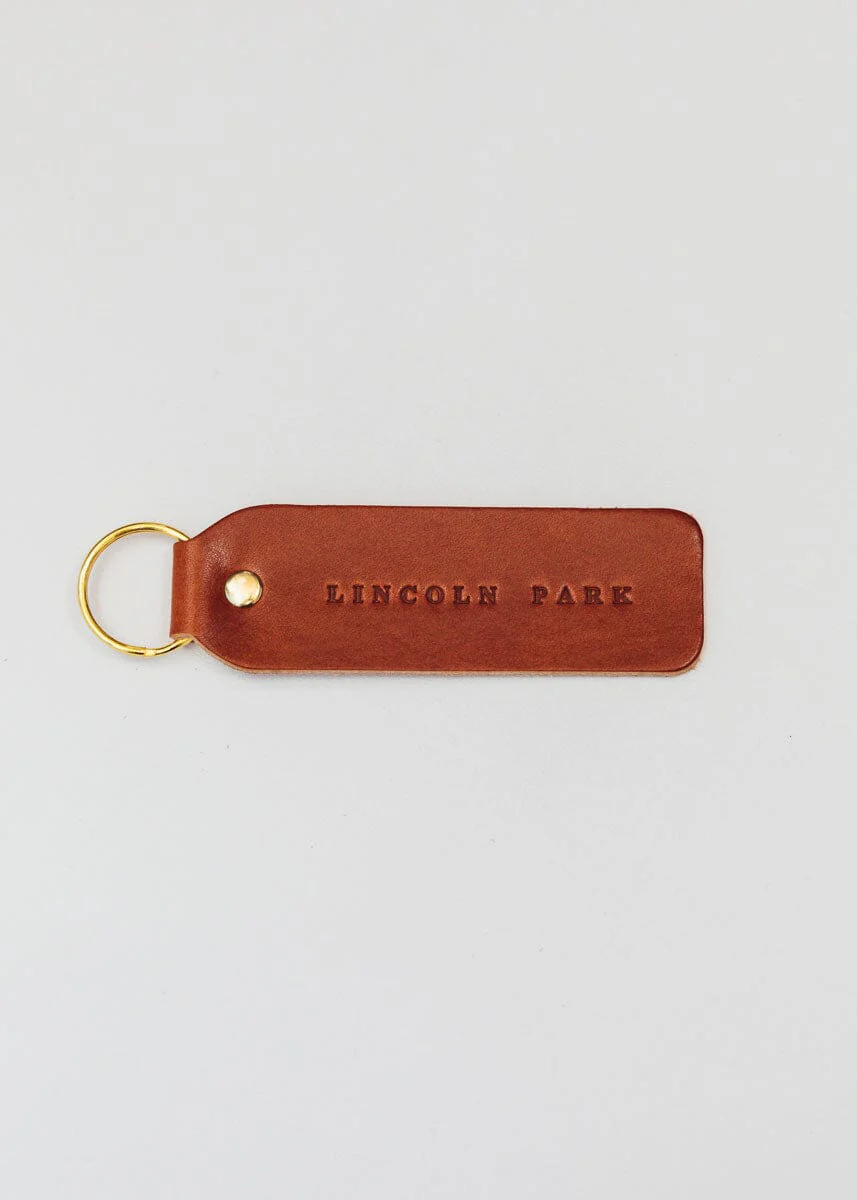 Hand Stamped Leather Keychain - Lincoln Park - Image 3
