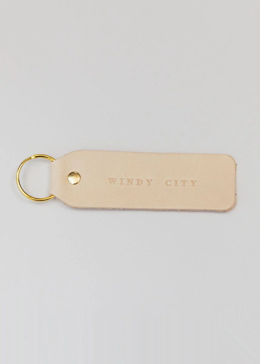 Hand Stamped Leather Keychain - Windy City - Image 3