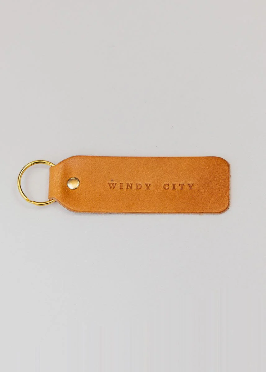 Hand Stamped Leather Keychain - Windy City - Image 4