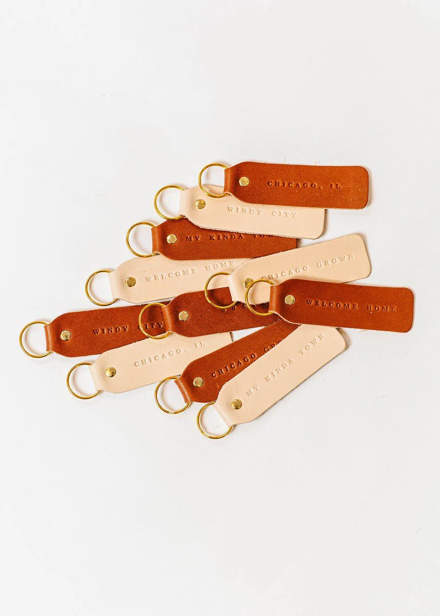 Hand Stamped Leather Keychain - Windy City - Image 5