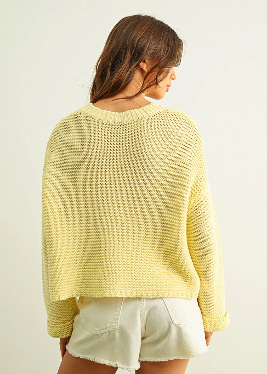 Hattie Round Neck Sweater - Pastel Yellow - Image 3