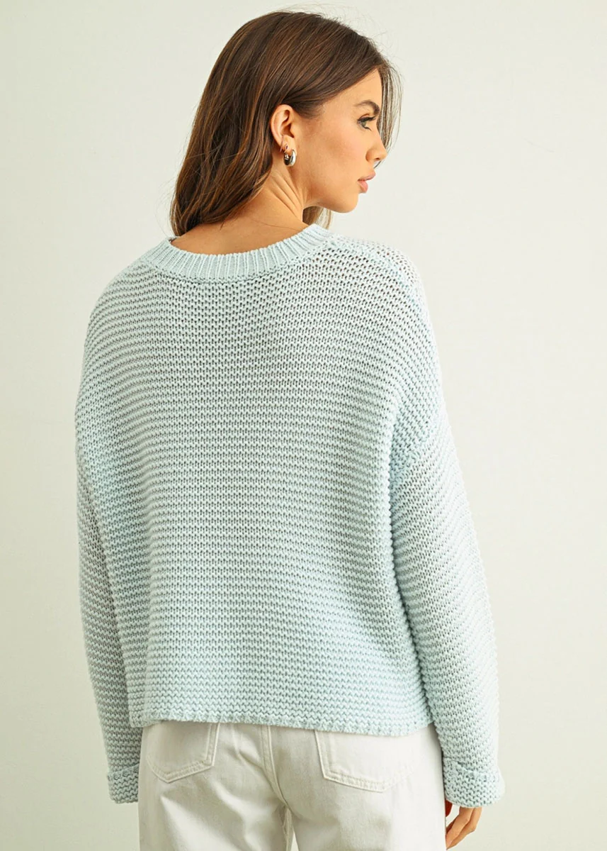 Hattie Round Neck Sweater - Powder Blue - Image 3