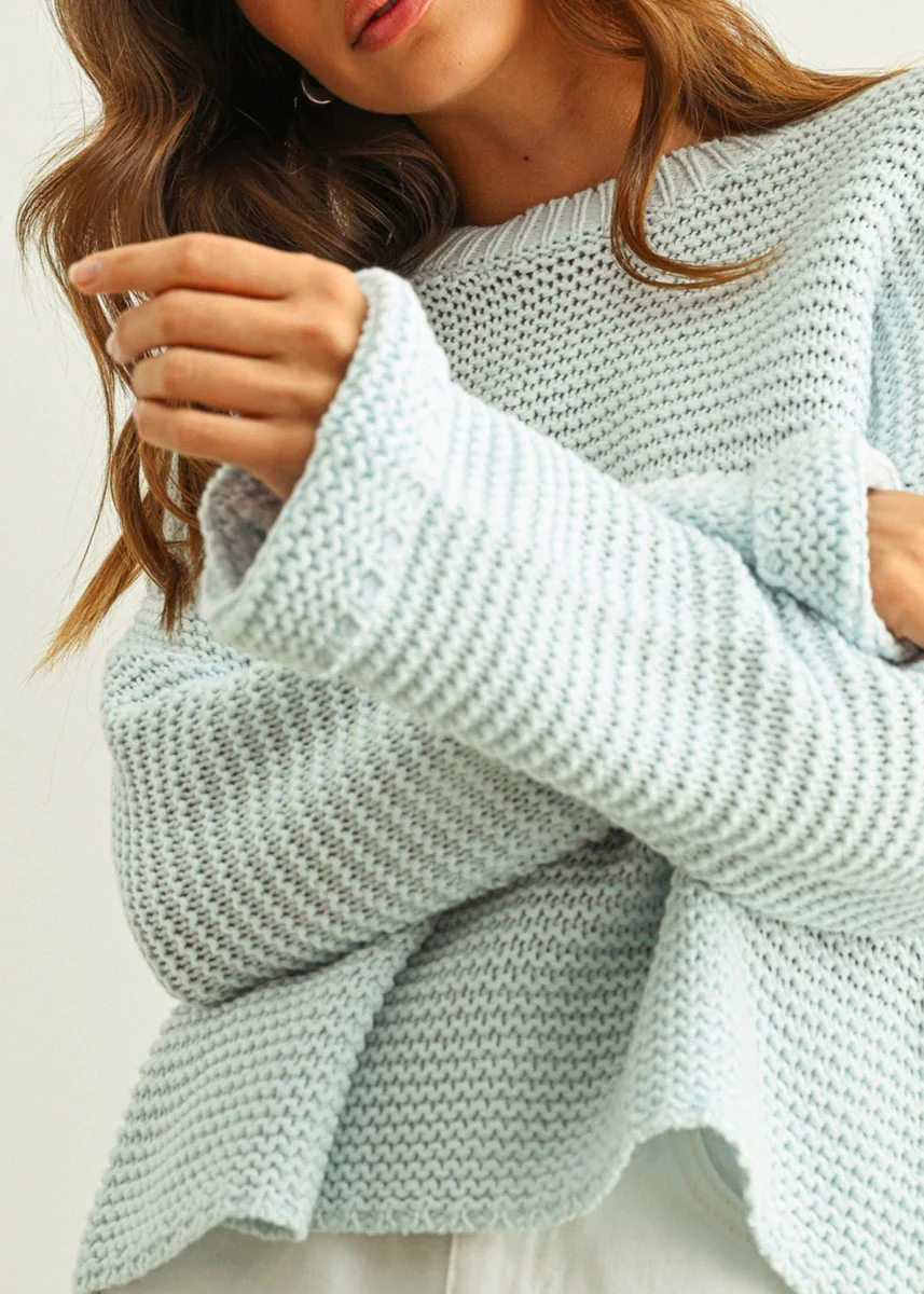 Hattie Round Neck Sweater - Powder Blue - Image 4