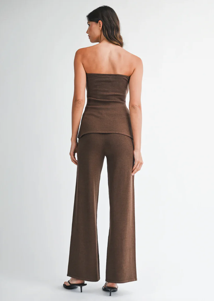Hazel Beaded Tube Top & Pants Set - Chocolate Brown - Image 3