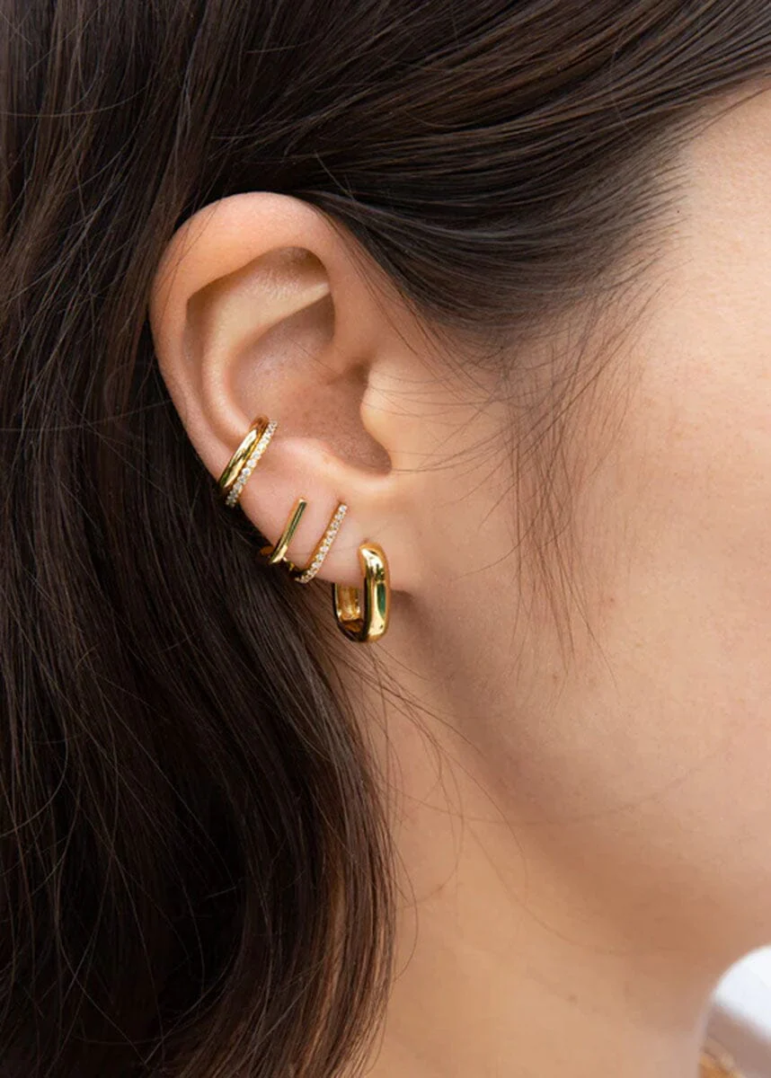High Society Huggie Hoops - Gold - Image 2