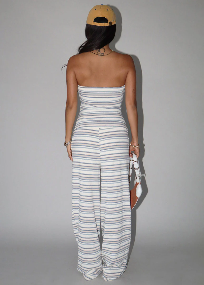 Inga Striped Tube Top - Beige & Blue - Image 4