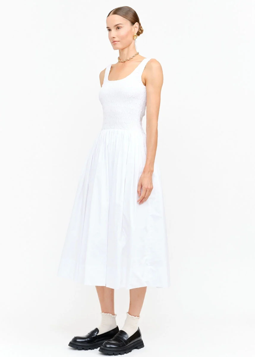Jayleen Smocked Midi Dress - Off White - Image 4
