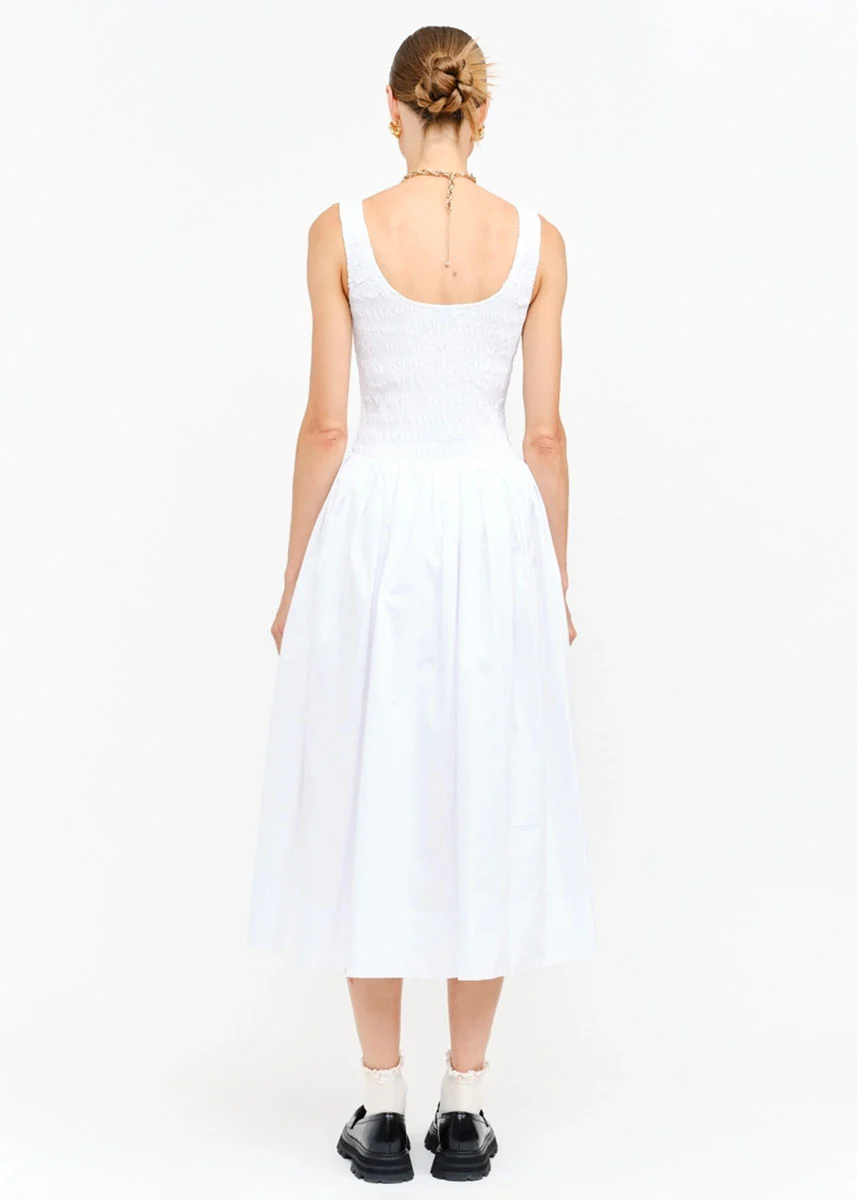 Jayleen Smocked Midi Dress - Off White - Image 5