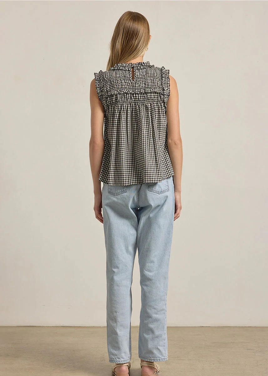 Jessie Gingham Ruffle Top - Black - Image 3
