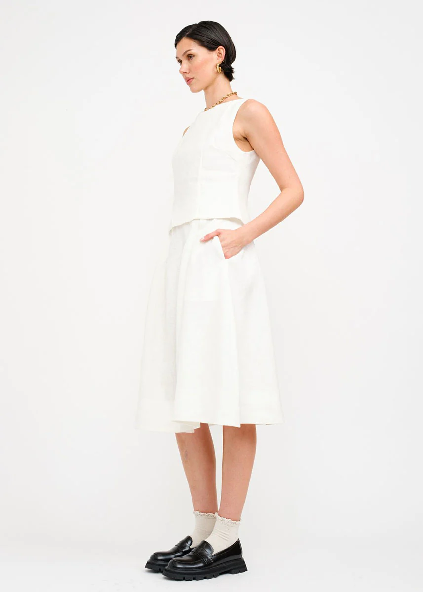 Josefina Linen Sleeveless Top - Off White - Image 2