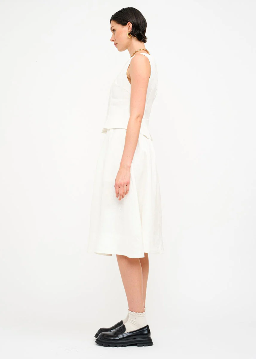 Josefina Linen Sleeveless Top - Off White - Image 3