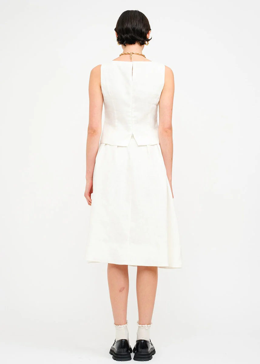 Josefina Linen Sleeveless Top - Off White - Image 4